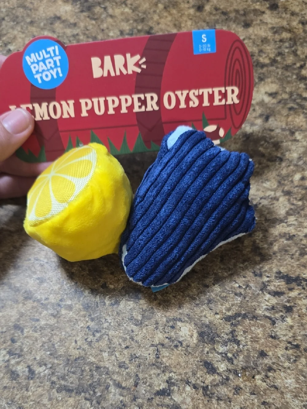Bark Lemon Pupper Oyster Toy - Yellow & Navysize Small 0-20 Pounds NWT